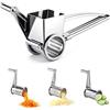 JIZZU Grattugia Formaggio Manuale con Manovella, 3 in 1 con 3 Tamburi in Inox