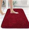 Myting Tappetino da bagno 70 x 120 cm, tappetino da bagno grande, in morbida microfibra, antiscivolo, lavabile, con retro in gomma, tappeto da bagno rosso