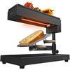 Cecotec Raclette Cheese&Grill 6000 nero. Potenza 600W, funzione grill, finitura in acciaio inox, termostato regolabile, 2 spatole in legno, griglia superiore antiaderente