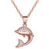 Yumilok Collana con delfino, argento Sterling 925 e zirconi, color oro rosa, argento, colore: oro rosa, cod. Y30110-R