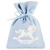 Cupido&Co. Sacchetto Cavallino Azzurro - Bomboniera Nascita e Battesimo 10 x 14 cm