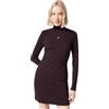 Calvin Klein Donna Abito Attillato Woven Label Ribbed Mini con Colletto alla Coreana, Marrone (Mocha Brown), S