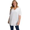 Ulla Popken Maglietta Basic, Scollo a V, Rilassata, A Mezza Manica T-shirt Donna, Bianco, 48-50