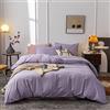 Janlive Set copripiumino king size in cotone lavato, ultra morbido, 100% cotone, tinta unita, viola lavanda, con chiusura a cerniera, 3 pezzi, viola, king size