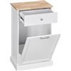 HOMCOM Credenza Cucina con Supporto Bidoni 38 Litri 51x33.5x90 cm Bianco