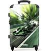 NoBoringSuitcases.com NoBoringSuitcases© Valigia Media Bambini Trolley Medio Da Viaggio Rigido | 67x43x25 cm - Leggero 4 Ruote Valigie Per Bimbo Bambino Ragazzi M Bólido - Velocità - Verde