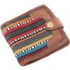 GURU SHOP Boho Ethno - Portafoglio retrò, vintage, 22 x 10 cm, Multicolore | Tessuto intrecciato di alta qualità, pelle morbida, due tasche con cerniera, cinque scomparti per carte