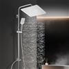 Görbach Colonna Doccia senza Miscelatore, Colonna Doccia Acciaio Inox con Saliscendi Doccia Altezza Regolabile 74-114cm, Set Doccia a Pioggia con Doccetta e Mensola, Soffione 30x30cm, Cromo