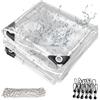 OKYUK Telo Trasparente con Occhielli Telo per Esterni, OKYUK 420 g/m² PVC Trasparente, con 20 Fascette, 12 Elastici con Sfere, 10 m di Cavo di Fissaggio Adatto per Gazebi, Terrazze (2Mx3M)