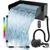 YWNYT Kit per laghetto a cascata con luce LED, filtro a cascata per laghetto da 20 cm con pompa a cascata da 3000 l/h, tubo ondulato da 3 m per giochi d'acqua da giardino, decorazione da giardino