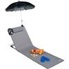 Relaxdays Materassino da Spiaggia, Lettino Imbottito XXL, Ombrellino, Regolabile, Cuscino&Borsa, Pieghevole, Grigio