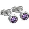 NKlaus coppia di orecchini a perno in argento 925 rodiato 4,50mm ametista zircone donna uomo 6689