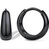 Bestyle Orecchini Cerchio Argento 925 Donna Nero Anallergici Chunky