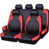 LiYaBaiHuo 9 Pezzi coprisedili Auto per MG ZS Hybrid+ Luxury (2024 2025), Traspirante Cuscino Pelle Set Coprisedili Protezione Interno Accessori,B/Red