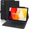 AGARELE Custodia per tastiera Xiaomi Redmi Pad SE 11'' 2023 con tastiera (QWERTZ tedesco), cover posteriore morbida con tastiera magnetica rimovibile per Redmi Pad SE 11'' 2023, nero