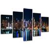Visario 6309 - Quadro su Tela con Immagine di New York 5 Pezzi Marca Originale, 200 x 100 cm