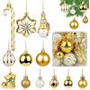 Yegookay Set di decorazioni natalizie vintage 34 palline per albero di Natale in oro, palline di Natale, ornamenti per feste, matrimoni, decorazioni retrò Decoris Christmas Balls