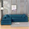 Fasksh Copridivano elasticizzato in velluto turchese, copertura angolare per divano, chaise longue lounge, antigraffio, per soggiorno, colore blu pavone, taglia XL (235-300 cm)