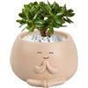 Godneei Vasi Per Piante Grasse Con Tappo In Silicone Rimovibile Vaso Piante Grasse In Resina Faccina Sorridente Creativo Vasi Per Piante Per Piccole Piante 10,5x6,5 cm