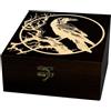 Arricraft 1 Pezzo Scatola Portagioie in Legno, Scatola Memoria Quadrata con Motivo Ramo di Corvo e Luna Piena in Pino per Anniversario, Gioielli, 12x12x6cm (4,72x4,72x2,36 pollici)