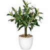 Hollyone Pianta artificiale decorativa, albero di ulivo, 37 cm, in plastica, in vaso, piccole piante artificiali come vere, piante da interni artificiali con rami di ulivo e frutti per la decorazione