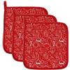 Lifaith 100% Cotone Cucina Quotidiana Base in Spugna Sottopentola Resistente al Calore sottobicchiere Presina per Cottura e 20 x 20 cm, Set di 3 Rosso