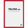 yd. Your Decoration - Cornice 70x100 cm - Rosso - Decorativa Parete in Legno con Vetro in acryl - Antiriflesso - 70x100 Cornice - Mura