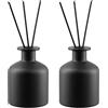 Amexo 2 Pezzi Bottiglie di Diffusore Vuote, 250ml Flaconi per Diffusore in Vetro con 60 Pezzi diffusore Bastoncini, Bottiglia Vuota Riutilizzabile diffusores per Oli Essenziali Profumati, Nero