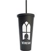 Blue Sky Studios Wednesday Travel Cup Borraccia con cannuccia integrata, 600 ml, prodotto con licenza ufficiale mercoledì
