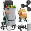 MONZANA Carrello Spesa 3in1 56L fino a 50 kg Borsa Pieghevole Rimovibile 6 Ruote Carrellino Portaspesa carrello Trolley Grigio