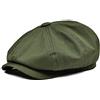 BOTVELA Cappello piatto da uomo 8 pezzi Newsboy 100% cotone Gatsby Ivy Golf Cabbie, Verde, 7.125