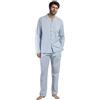 ADMAS Home Pigiama a maniche lunghe aperto popeline Home Compact per uomo, blu, L
