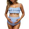 Generico Costume da Bagno Donna Due Pezzi Premaman Bikini con Spalline Tinta Unita a Vita Alta per Nascondere la Pancia S-XL