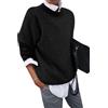 OMZIN Camicie da Donna A Maniche Lunghe con Colletto A Contrasto Camicetta da Lavoro 2 in 1 Tuniche Tops Nero XXL