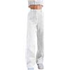 Generic Pantaloni in velluto a coste, da donna, per il tempo libero, in tinta unita, a gamba larga, da donna, a vita alta, Harajuku, bianco, S