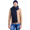 SAOL 100% lana merino, berretto da uomo, in maglia a treccia, colore naturale, carbone, blu marino, verde