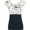 Rock Rebel by EMP Donna T-Shirt Bianca e Nera con Top Stampato