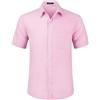 HISDERN Camicia Rosa a Maniche Corte da Uomo Abito vestibilità Regolare Camicia da Uomo Camicia Estiva Solida con Tasca sul Petto,3XL