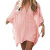 YOUKD Abito Floreale in Pizzo da Donna Caftano Sciolto Kimono Boho Roomy Spiaggia Bikini Coprire Abiti