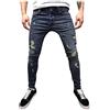 MILAX Jeans skinny da uomo Destroyed Ripped strappati, slim fit, stretch stretch con cerniera alla caviglia strappata per jeans da uomo