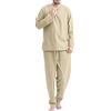Generic Pigiama lungo da uomo, in due pezzi, lungo, caldo, per uomo, autunno, inverno, biancheria da notte a maniche lunghe, per la casa, pigiama, pigiama, pigiama, alla moda, casual, pantaloni da notte in