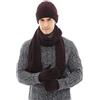 None/Brand Set invernale da 3 pezzi da uomo, berretto caldo, sciarpa, guanti touch screen, Rosso vinaccia, Taglia Unica