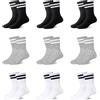 ORPAPA Soken - Calzini sportivi per bambini, in cotone, 9 paia, Nero/bianco/grigio, 27-30
