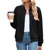 PANOZON Giacca jacquard a manica lunga da donna Bomber Casual con zip Giacca da baseball leggera(XL,Nero)