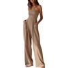 Minetom Jumpsuit Donna Elegante Senza Spalline Tinta Unita Tuta a Gamba Larga Pantaloni Cerimonia Cocktail Monopezzi Tutine A Cammello M