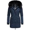 Navahoo, Luluna - Cappotto invernale da donna con pelliccia sintetica rimovibile, Prc, XS - XXL, Blu, XS