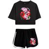 LKY STAR Hazbin Hotel T-Shirt e Corti Sets Anime Angel Dust/Charlie/Lucifer Cosplay Tops e Pantalone 2pcs per Donna Ragazze