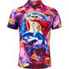 RAISEVERN Camicia Uomo Squalo Galassia Pizza Gatto Casual Camicie Funky Divertente Brutte Vintage Stampa 3D Camice Festa Regalo Baseball, XL