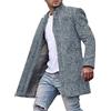 Generico Cappotto Invernale da Uomo Caldo Trench Doppiopetto in Tweed a Spina di Pesce Cappotto in Misto Lana con Colletto a Tacca,Design Elegante