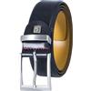 Pierre Cardin Cintura da uomo in pelle bovina, 35 mm di larghezza e 3,8 mm di spessore, cintura accorciabile, cintura in pelle, cintura classica con passante in metallo, colore nero, Nero , 120 cm
